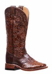 Boulet Floral Tooled Boots Women's 1062