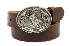 Ariat Boys Brown Simple Belt with A Bull Rider Buckle A1305802