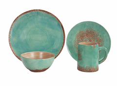 HiEnd Patina Turquoise 16 Piece Ceramic Dish Set