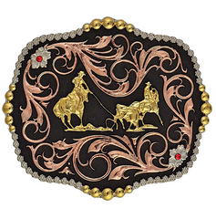 Montana Tri-Color Team Ropers Traditional Attitude Buckle A392T