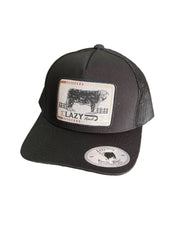 Lazy J Black W/ Cream Logo Ball Cap