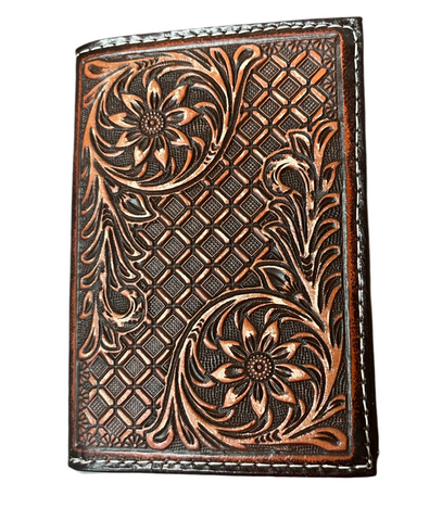 Nocona Tooled Leather Tri-Fold Wallet N50004B002