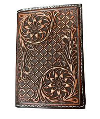 Nocona Tooled Leather Tri-Fold Wallet N50004B002