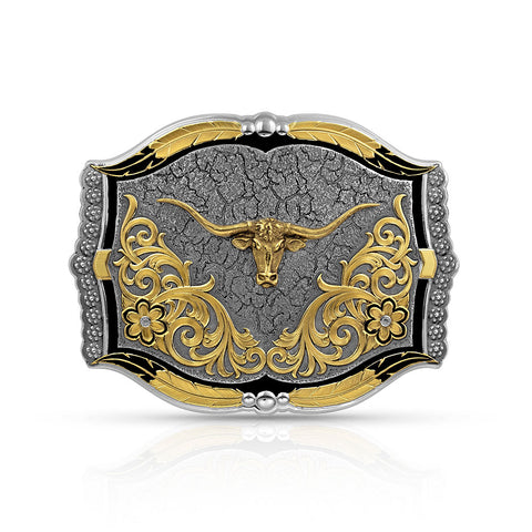 Montana Silversmiths Buckle Cracked Dirt-Longhorn