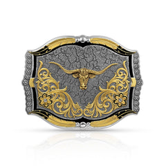 Montana Silversmiths Buckle Cracked Dirt-Longhorn