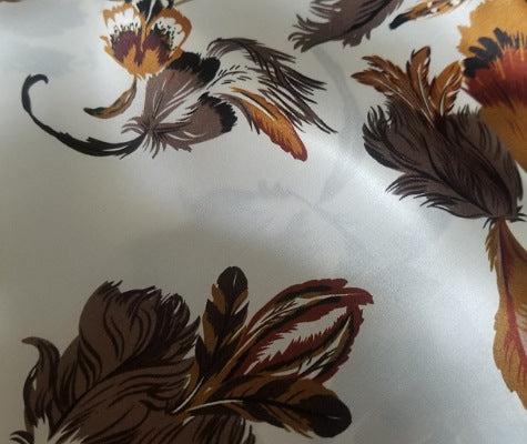 Brown Creek Silk Rag Brown Feathers on Cream 44"