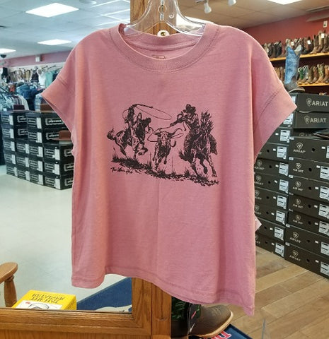 The Whole Herd Western Adult T-Shirt "Longhorn Roping"