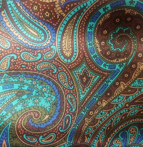 Brown Creek Wild Silk Rag Brown/Rust/Royal blue & Teal paisley 44"