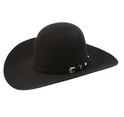 American Hat Black 10x Open Crown