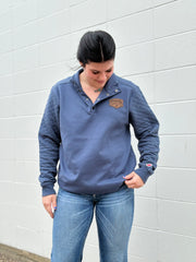 Ponoka Stampede Pullover 1/4 Button Up Sweater Navy