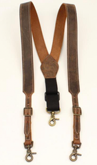 Nocona Leather Belt Suspenders- Brown/Redish under tones