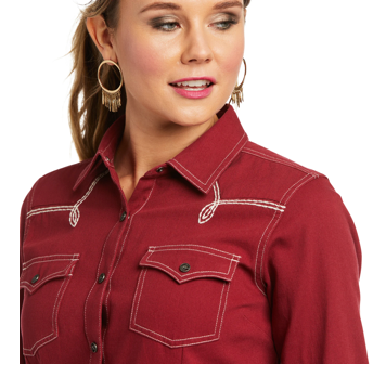 Ariat Ladies REAL Classic Twill Long Sleeve Rhubarb Shirt 10038066