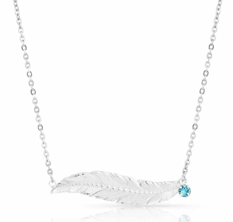 Montana Silversmiths Necklace Silver Horizontal Feather AMNC5460