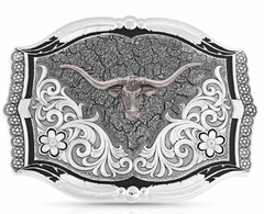 Montana Silver Cracked Dirt Longhorn Silver Buckle- 43810S-771