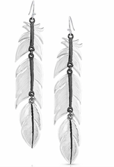 Montana Silversmiths Earrings 3 Piece Feather, Silver w/ Black Vein ER1618BK