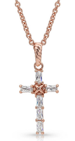 Montana Silversmiths Necklace Entwined Rose Gold Brilliant Cross NC3239RG