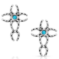 Montana Silversmiths Faith Never Fails Horseshoe Cross Earrings ER5650