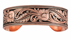 Montana Silversmiths Burnished LeatherCut Floral Cuff Bracelet BC2598C-BK