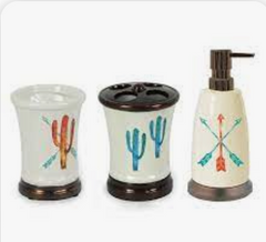 HiEnd Accents Cactus Ceramic 3 Piece Bathroom Set BA1756
