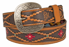 Red Dirt Black Southwest Tooled Aztec Belt