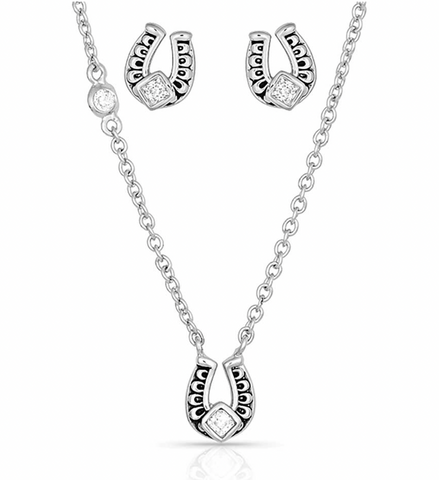 Montana Silversmiths Jewelry Set "Flourish Horse Shoe" JS4158