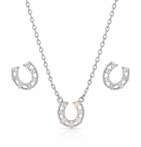 Montana Silversmiths Delicate Glamour Opal Horseshoe Jewlery Set JS5769