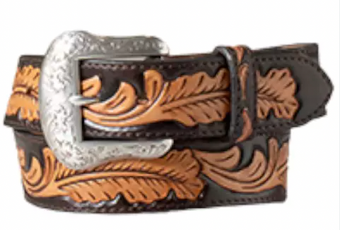 Nocona Men's Belt Dark Brown With Tan Tooling N210007702