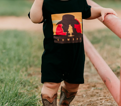 Shea Baby Black Cowboy Rompers