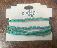 West & Co 5 Strand Green Turq Dainty Beaded Bracelet BR1401