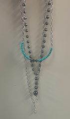 West & Co 3 Layered Necklace Turq & Navajo Pearls N1506
