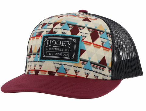 Hooey "Horizon"Cream, Black, Turq, and Maroon Pattern Ball Cap 2402T-CRCH