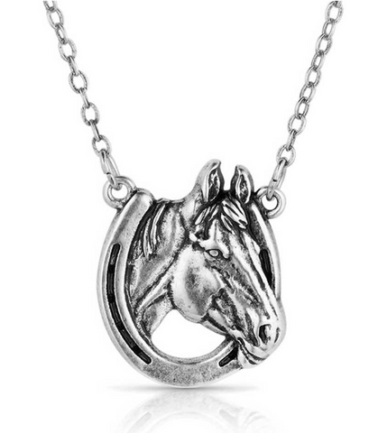 Montana Silversmiths Lucky Horse Head Pendant Necklace NC5881