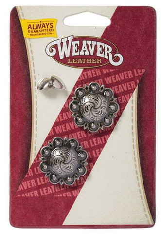 Weaver 1 1/4" Antique Silver Berry Concho W/ Post 77-4185