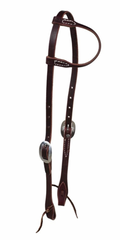 Berlin Custom Leather Latigo Headstall  Rolled Ear w/Tie S.S. Buckle L1150