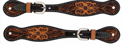 Weaver Turquoise Cross Floral Tooled Spur Strap Women's 45-0401