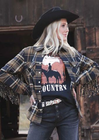 Cruel Denim Plaid Shirt Jacket CWJ7407002