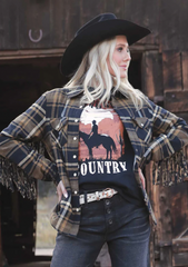 Cruel Denim Plaid Shirt Jacket CWJ7407002