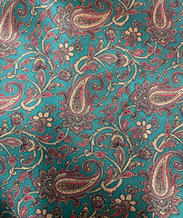 Brown Creek Silk Wild Rag Paisley on Green 44"