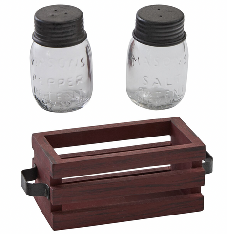 Park Designs Cozy Farmhouse Salt N Pepper with Caddy 8599-672