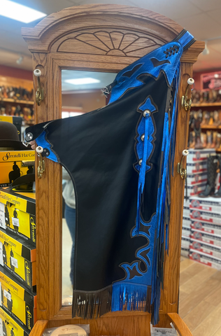 Saddle Barn Rodeo Chaps Adult 27-42 Blue/Black