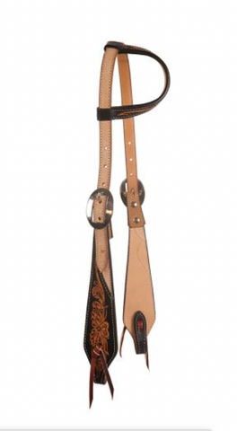 Professionals Choice Single Ear Black Floral Roughtout Headstall 3P1020