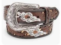 Nocona Brown Cheetha Inlay Belt Women's N320002402