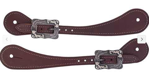 Weaver Mens Shaped Oiled Harness Leather Spur Straps 30-0307