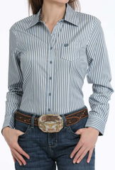 Cinch Button Up Striped L/S Shirt Women's MSW9164230