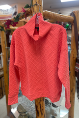 Tribal Hot Coral Mockneck  L/S Shirt Women's 1928O-8033-1408