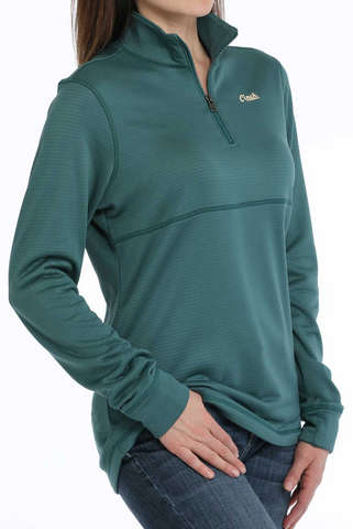 Cinch Women's L/S pullover 1/4 zip green MAK9913001