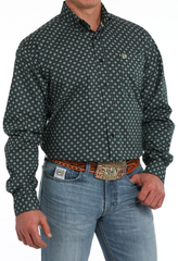 Cinch Men's L/S Teal/Mint Print Button up Shirt MTW1105864