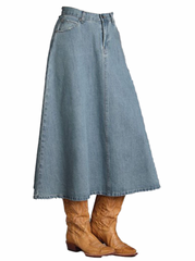 Stetson Light Wash Denim Long Women's Skirt 11-060-0594-2051