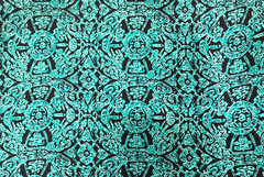 Brown Creek Turquoise Black Print Wild Silk Rag 44"