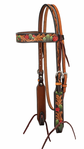 Weaver Turquoise Cross Cactus Tooled Headstall 45010-01-00